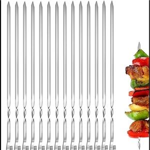 14PCS 16Inch Kabob Skewers Metal BBQ Skewers